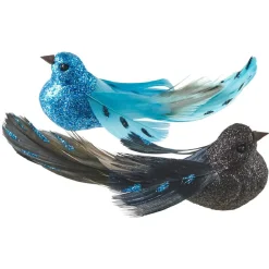 2 oiseaux bleu et noir à suspendre-Gifi Online