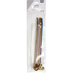 Agitateur paille en inox x4 avec goupillon L22cm-Gifi Online