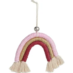 Arc-en-ciel à suspendre macramé beige rose doré 9,5xH10cm-Gifi Sale
