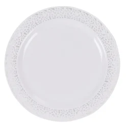 Assiette à dessert blanche contour avec motifs en relief x6-Gifi Discount