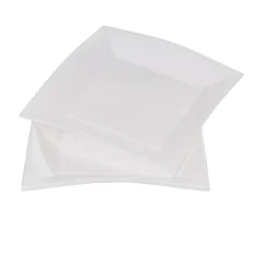 Assiette carrée 23x23 cm design incurvé blanc x6-Gifi Discount