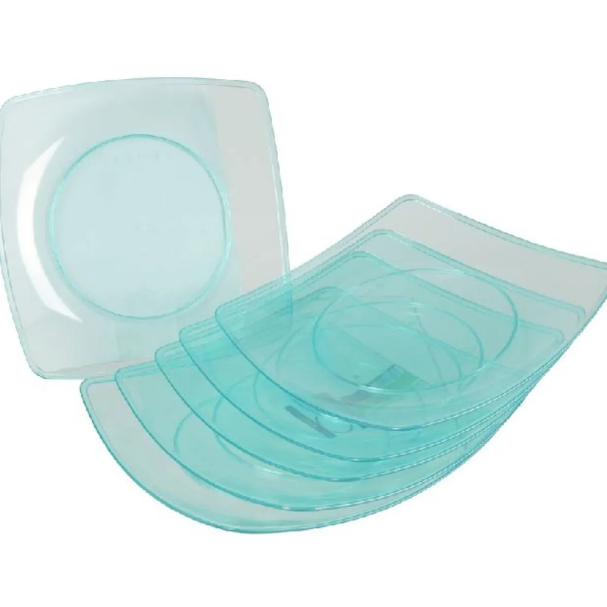 Assiette plastique bleu x4-Gifi Discount