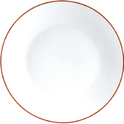 Assiette plate blanche à bord coloré dépareillé x4-Gifi Outlet