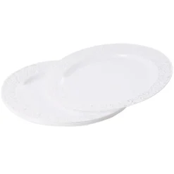 Assiette plate blanche contour avec motifs en relief x6-Gifi Discount
