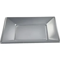 Assiette plate carrée gris clair en plastique réutilisable x6-Gifi Discount