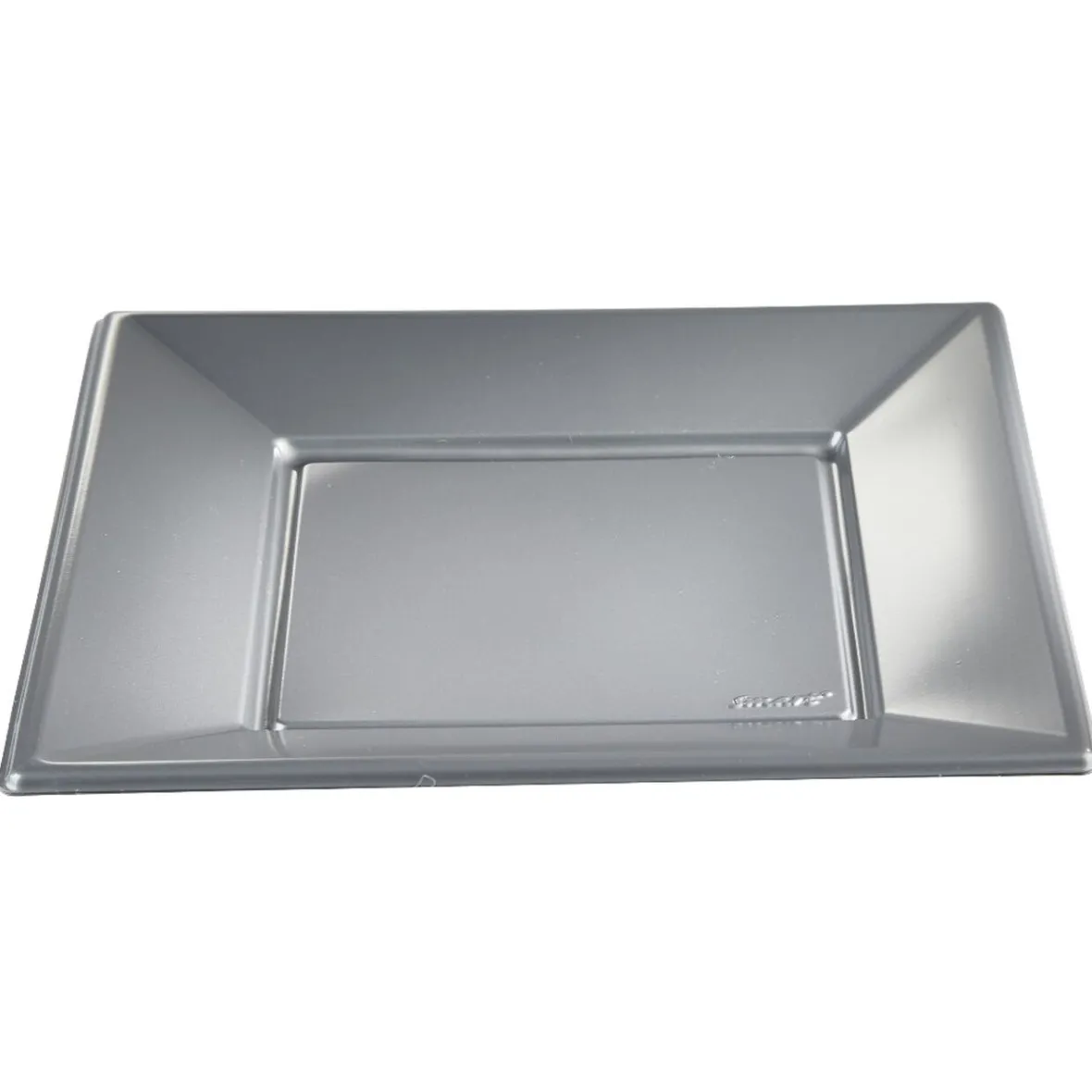 Assiette plate carrée gris clair en plastique réutilisable x6-Gifi Discount