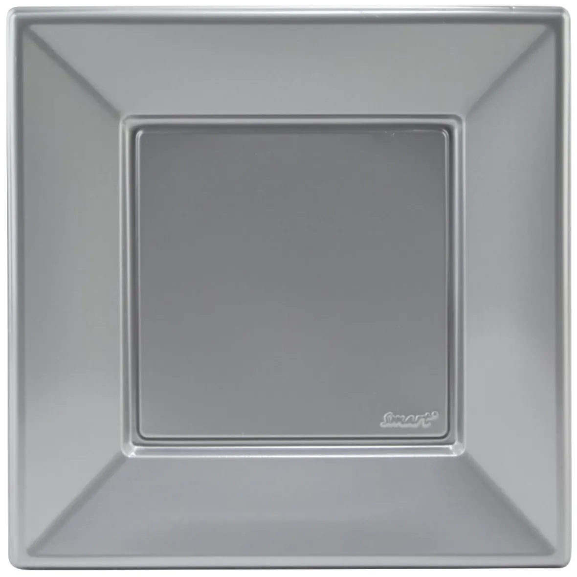 Assiette plate carrée gris clair en plastique réutilisable x6-Gifi Discount