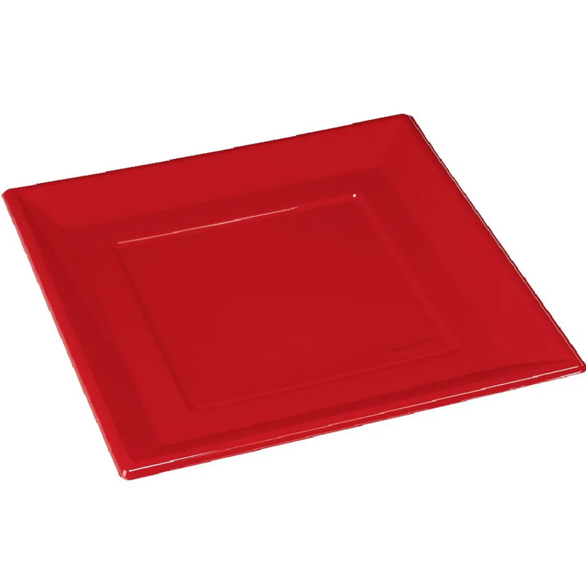 Assiette plate carrée rouge en plastique réutilisable x6-Gifi Best