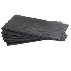 Assiette rectangulaire 30x15 cm imitation ardoise noir x6-Gifi Outlet