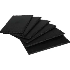 Assiette rectangulaire 22x14 cm imitation ardoise noir x6-Gifi Outlet