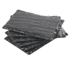 Assiette rectangulaire 13x9 cm imitation ardoise noir x6-Gifi Online