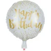Ballon alu anniversaire Happy Birthday blanc et doré Ø45cm-Gifi Hot