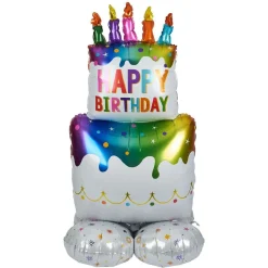 Ballon alu anniversaire Happy Birthday multicolore H100cm-Gifi Discount