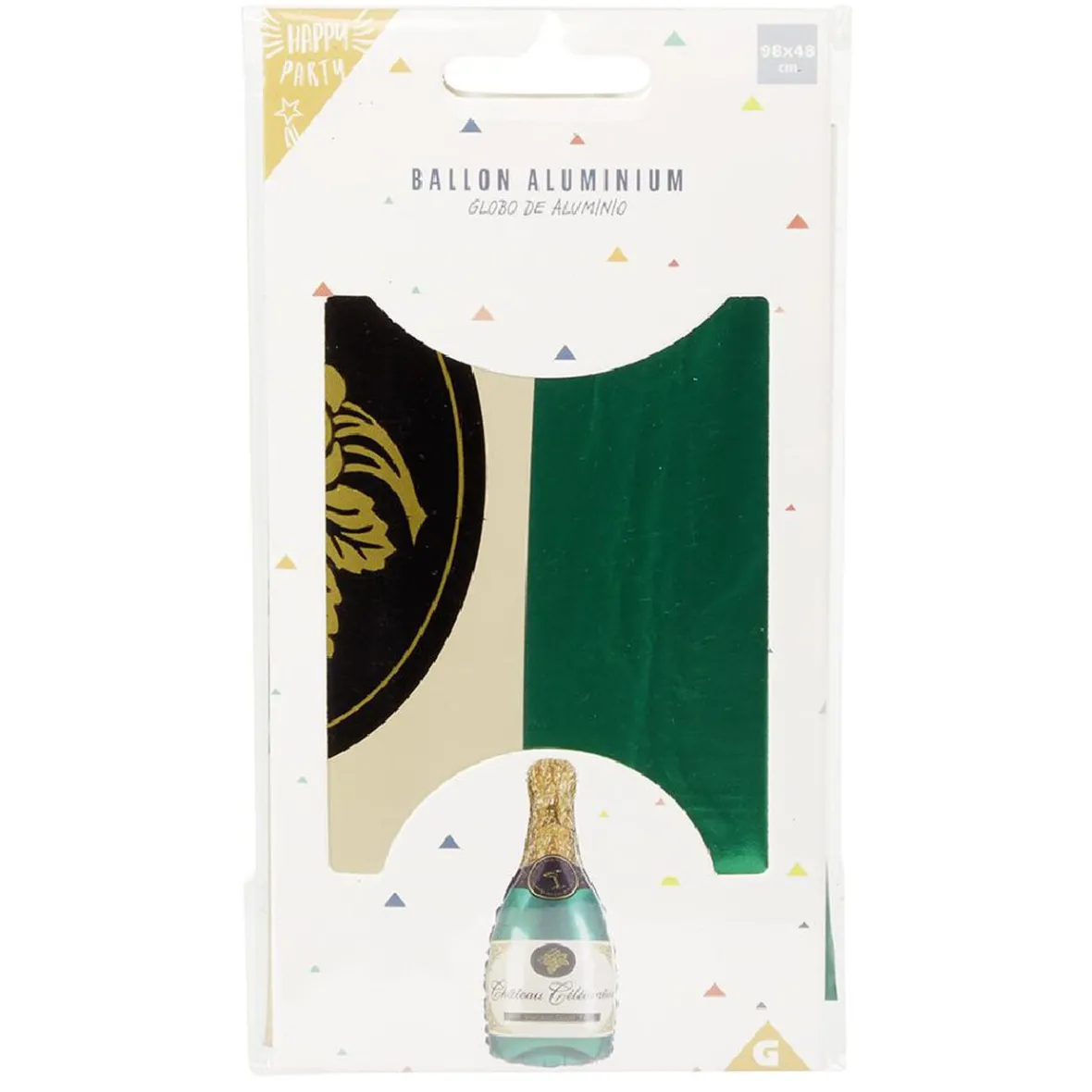 Ballon alu forme bouteille vert et doré H98cm-Gifi New