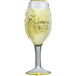 Ballon alu forme flûte Cheers gris et doré H90cm-Gifi Discount