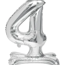 Ballon chiffre 4 avec support doré ou argenté 80cm-Gifi Hot