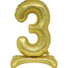 Ballon chiffre 3 doré ou argenté H80 cm avec support-Gifi Online