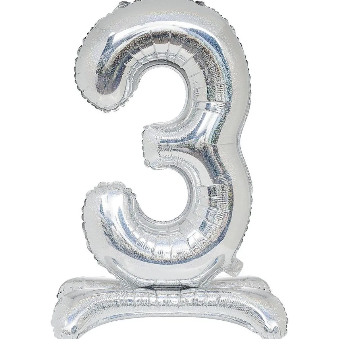 Ballon chiffre 3 doré ou argenté H80 cm avec support-Gifi Online