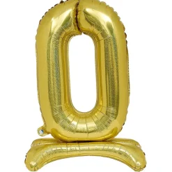 Ballon chiffre 0 doré ou argenté H80 cm avec support-Gifi Clearance