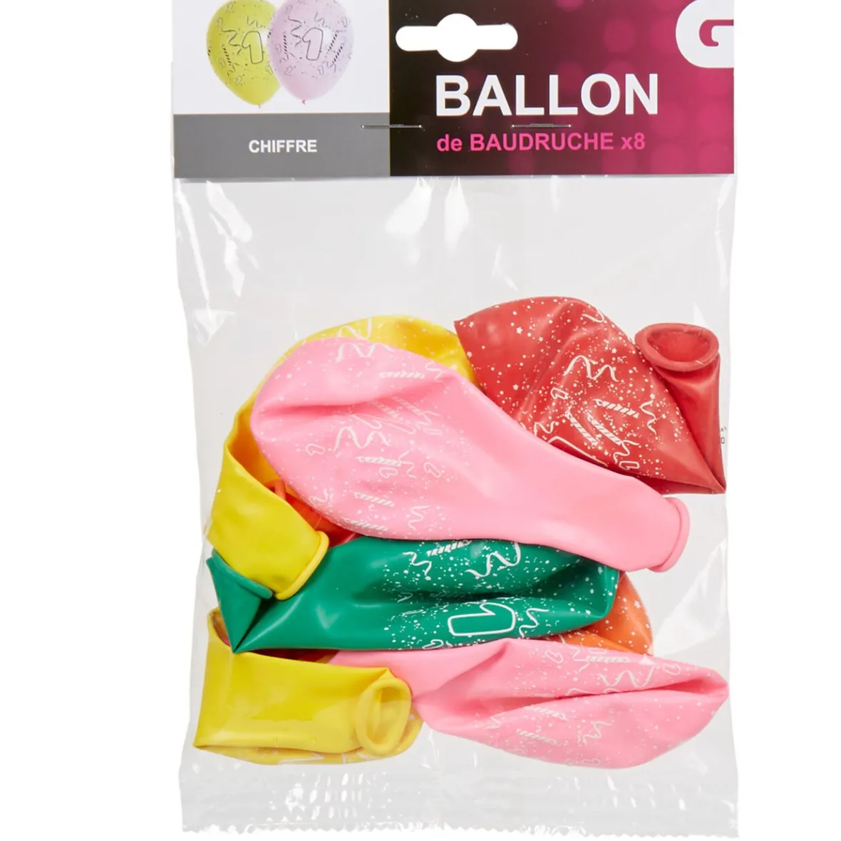 Ballon de baudruche chiffre 1 multicolore x8-Gifi