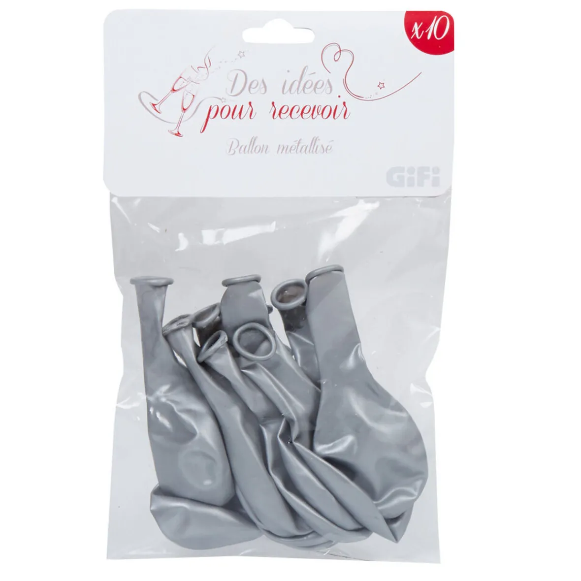 Ballon de baudruche gris argenté x10-Gifi Outlet