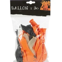 Ballon de baudruche noir et orange Halloween x30-Gifi