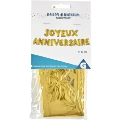 Ballon JOYEUX ANNIVERSAIRE en aluminium doré/argenté-Gifi New