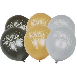 Ballons Bonne Année noir or argent x6-Gifi Outlet