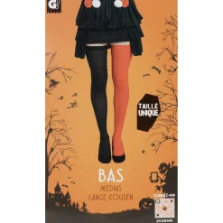 Bas de collant Halloween orange noir-Gifi