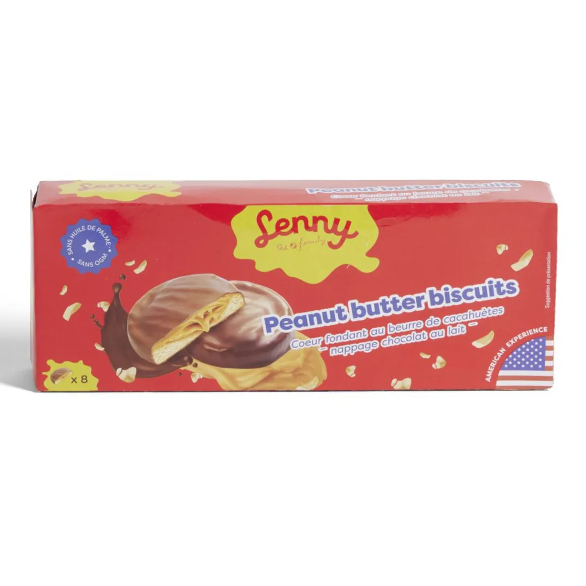 Biscuits Lenny beurre de cacahuète coeur fondant nappage chocolat au lait 128gr-Gifi