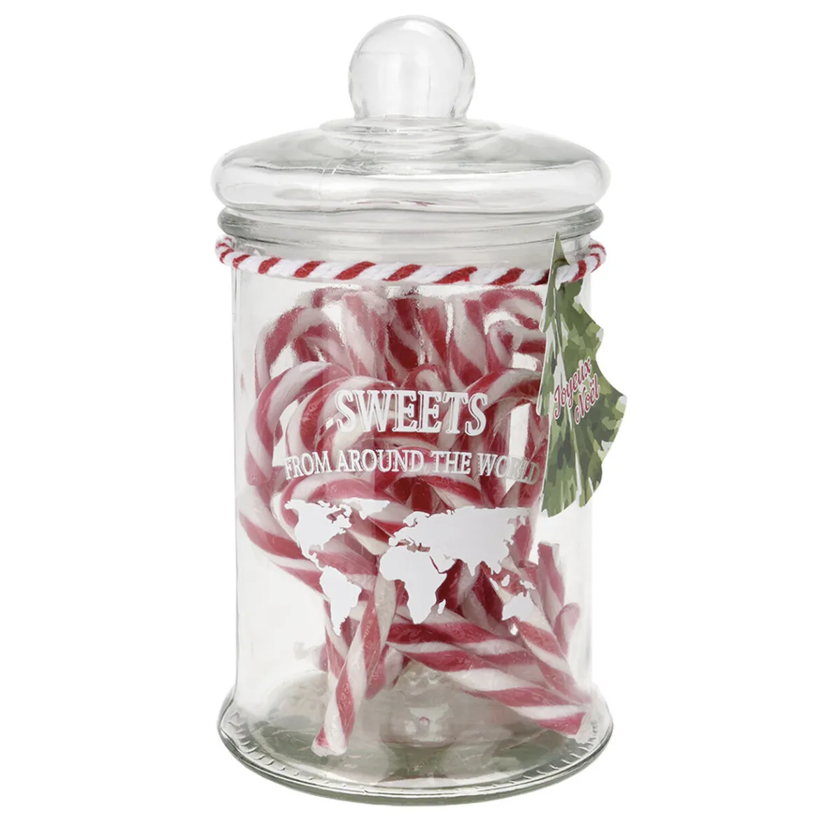 Bonbonnière verre avec 28 sucres d"orge Ø12,5xH23,5cm-Gifi Outlet