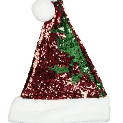 Bonnet de Noël à pompon sequin réversible rouge vert blanc-Gifi Sale