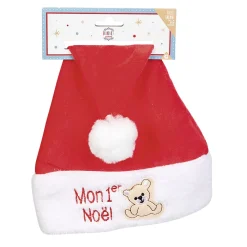 Bonnet de Noël enfant Mon premier Noël rouge blanc-Gifi Best