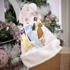Bonnet de Noël Princesses Disney rose et blanc 26xH34cm-Gifi Outlet