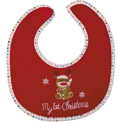 Bonnet et Bavoir brodés pour bébé de Noël-Gifi Discount