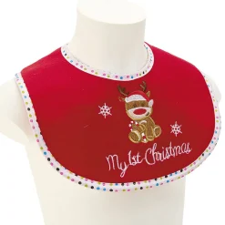Bonnet et Bavoir brodés pour bébé de Noël-Gifi Discount
