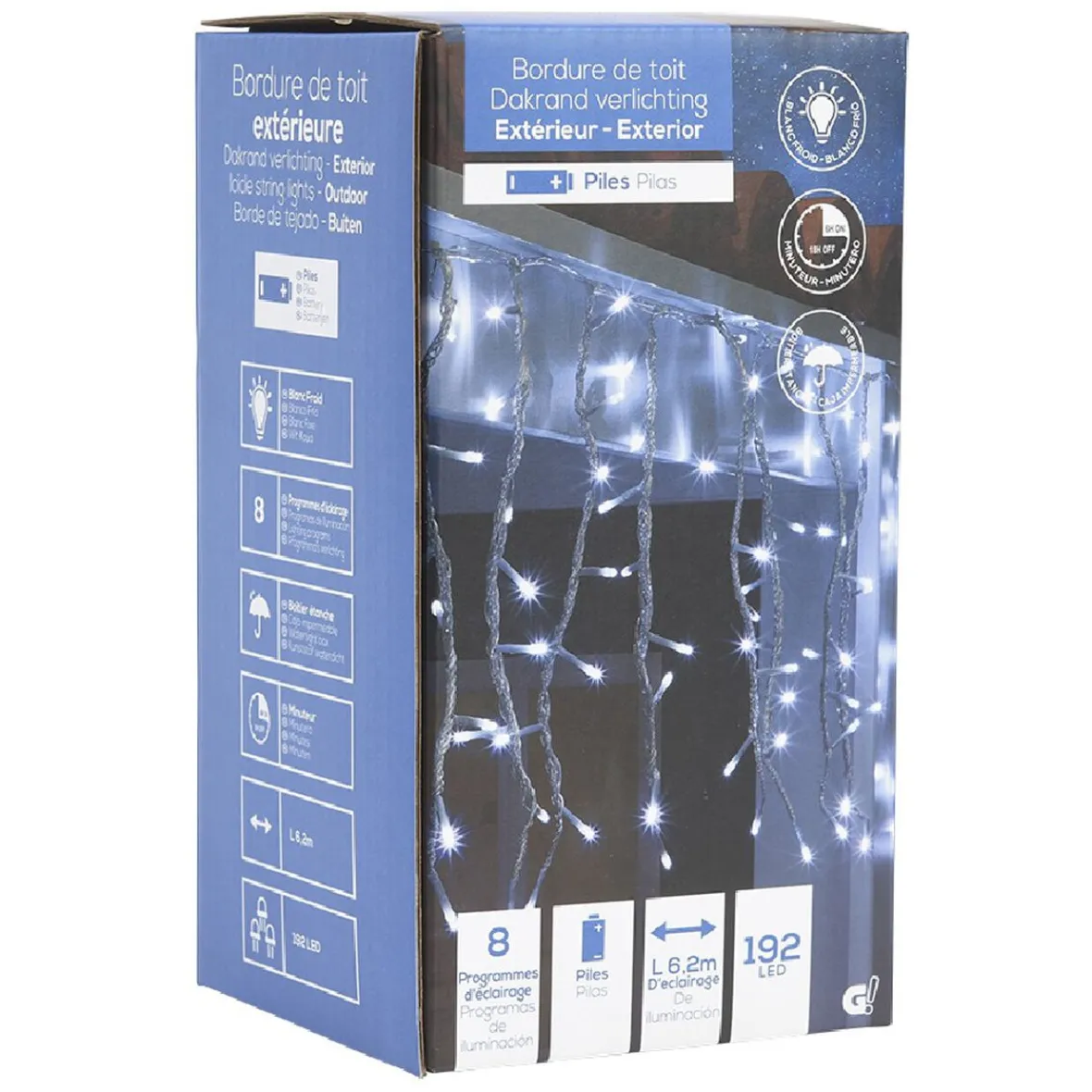 Bordure de toit lumineuse extérieur 192 LED blanches-Gifi Outlet