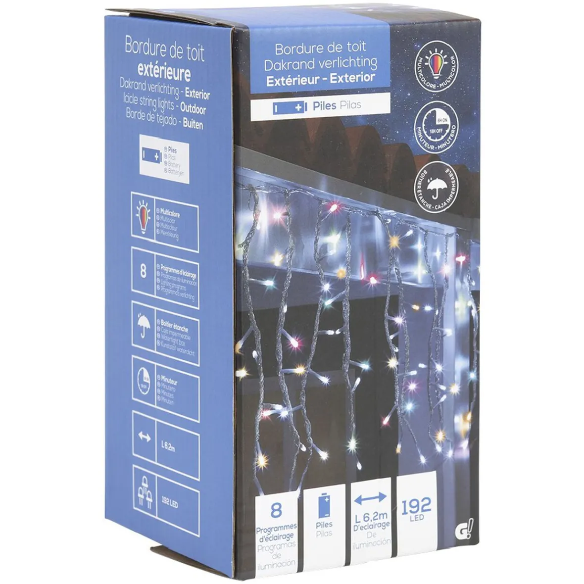 Bordure de toit lumineuse multicolore extérieur 192 LED-Gifi