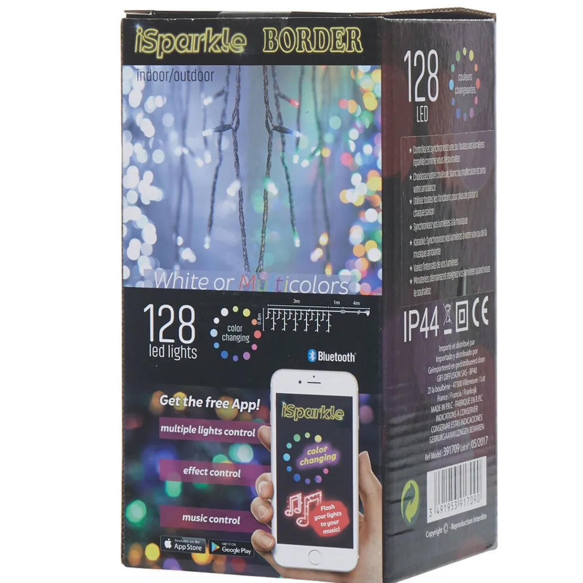 Bordure lumineuse connecté bluetooth 128 LED forme goutte 3 m-Gifi New