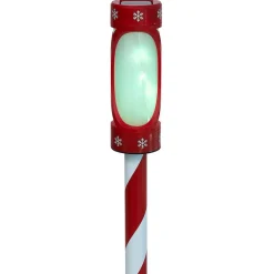 Borne solaire rouge et blanche 10LED couleurs changeantes H100cm-Gifi New