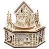 Boîte à musique village de Noël en bois H15cm-Gifi