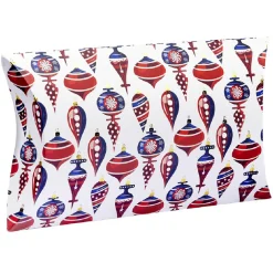 Boîte cadeau berlingot motif boule de noel or rouge bleu blanc Taille S-Gifi Online