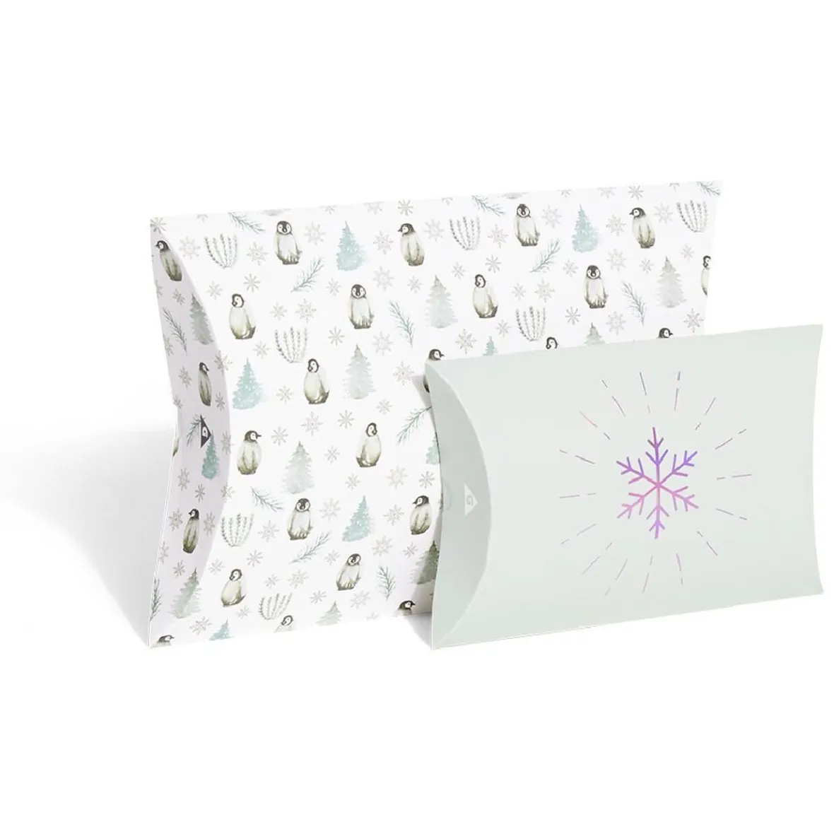 Boîte cadeau berlingot Noël motif pingouin x2-Gifi Hot