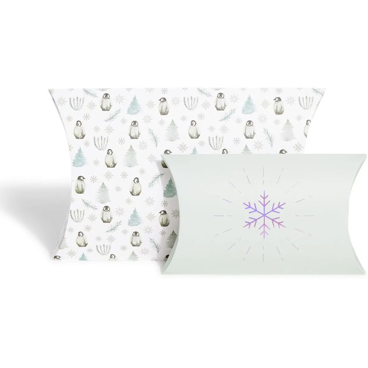 Boîte cadeau berlingot Noël motif pingouin x2-Gifi Hot