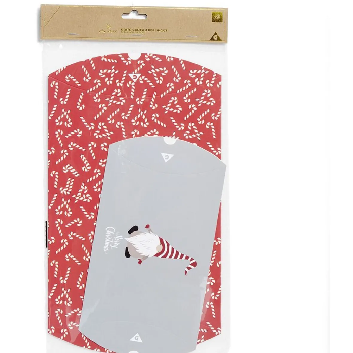 Boîte cadeau berlingot Noël motif sucre d'orge x2-Gifi Clearance