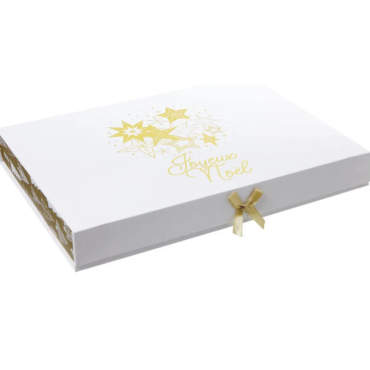 Boîte cadeau Noël doré L.34,5 x l.24 x H.4 cm-Gifi New