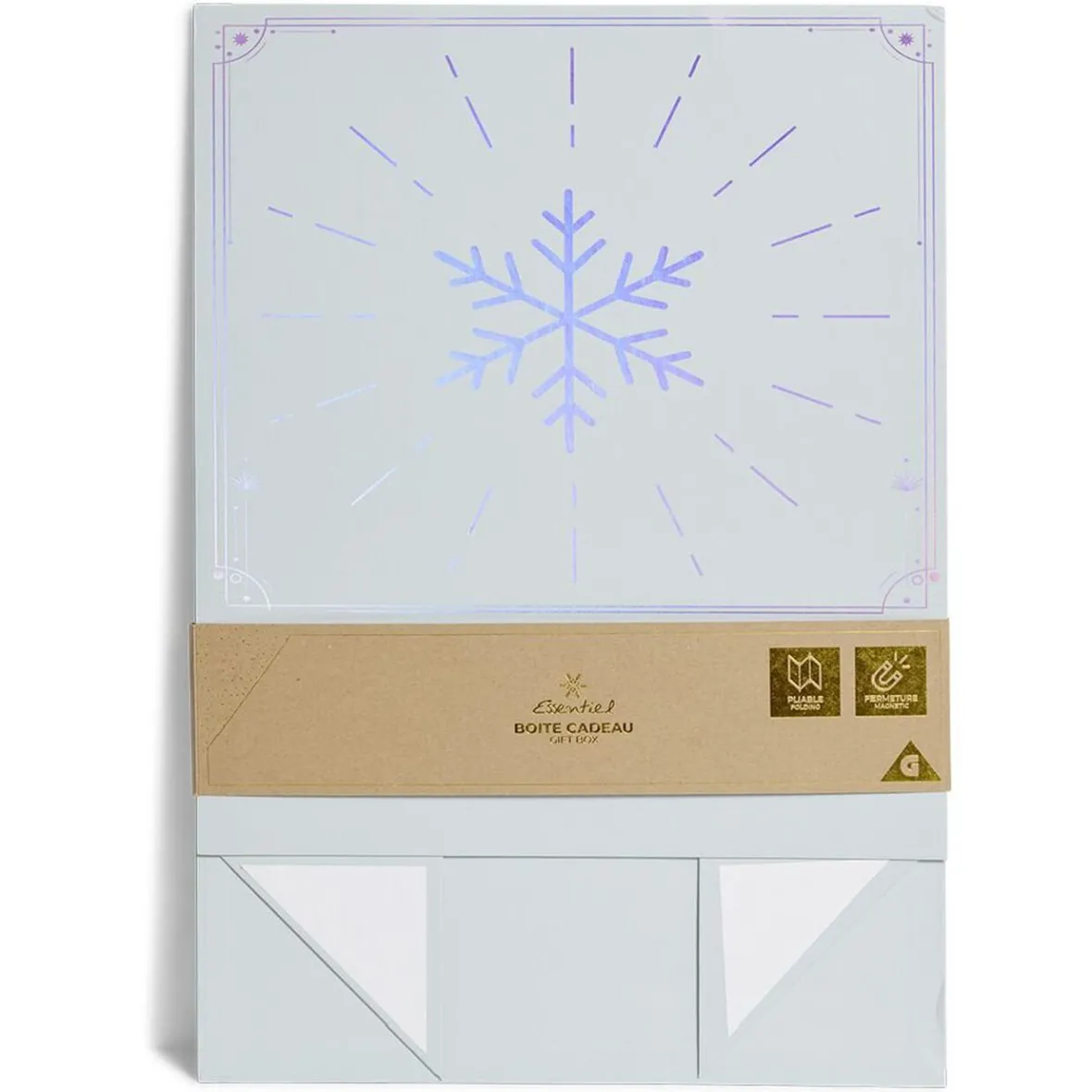 Boîte cadeau Noël pliable motif flocon iridescent-Gifi Best