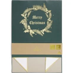 Boîte cadeau Noël pliable motif couronne dorée-Gifi Outlet