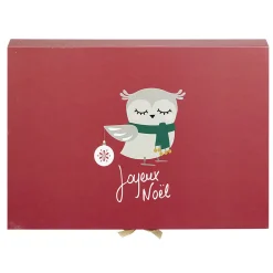 Boîte cadeau rectangulaire à motif hibou Joyeux Noël-Gifi