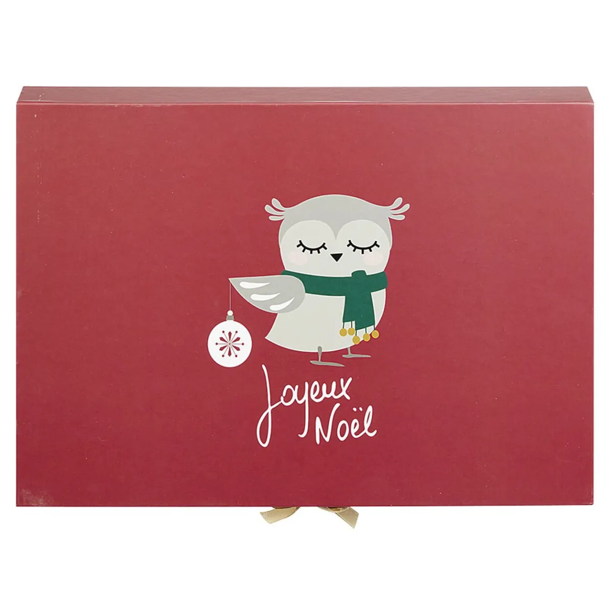 Boîte cadeau rectangulaire à motif hibou Joyeux Noël-Gifi